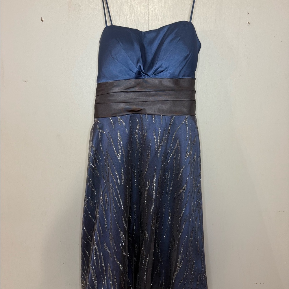 Elegant Blue and Brown Women's Dress